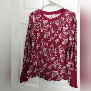 Sundance Long Sleeve Crewneck Thermal with floral pattern, Size Large